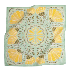 Cotton Bandana - Aqua and Yellow Floral