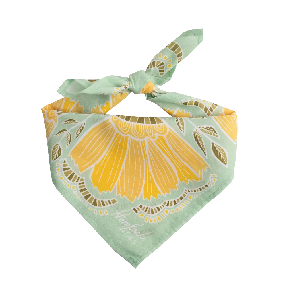 Cotton Bandana - Aqua and Yellow Floral