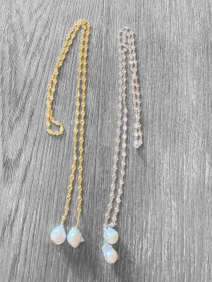 Crystal and Baroque Pearl Lariat