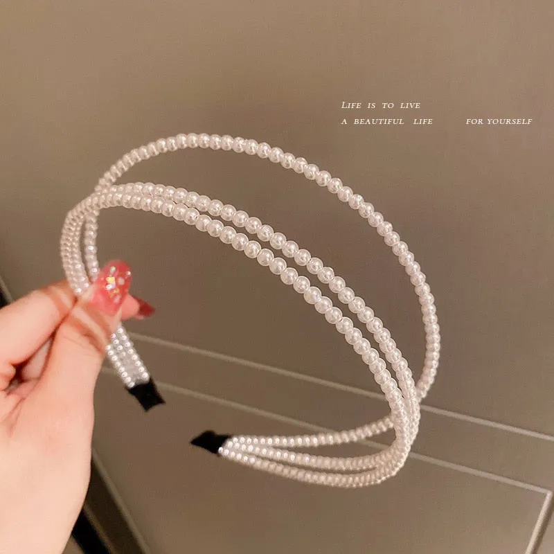 deanwangkt Hairbands New Luxury Big Pearl Bezel Women Girls Bow Sunflower Female Hair Hoops Hair Accessories Fashion Jewelry Headband
