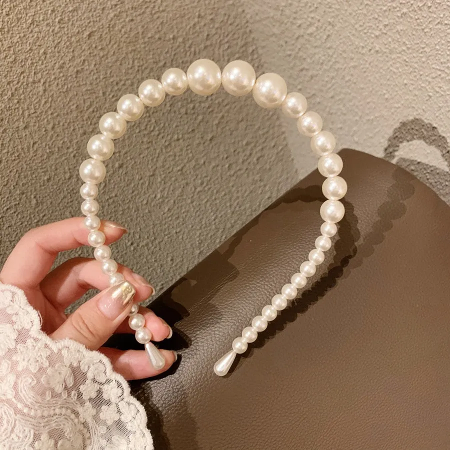 deanwangkt Hairbands New Luxury Big Pearl Bezel Women Girls Bow Sunflower Female Hair Hoops Hair Accessories Fashion Jewelry Headband