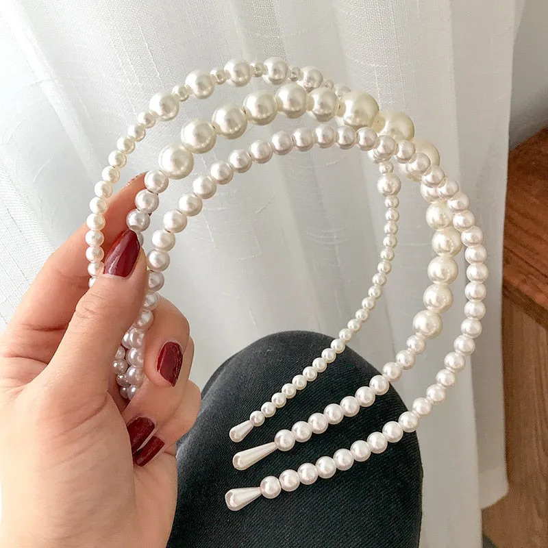 deanwangkt Hairbands New Luxury Big Pearl Bezel Women Girls Bow Sunflower Female Hair Hoops Hair Accessories Fashion Jewelry Headband