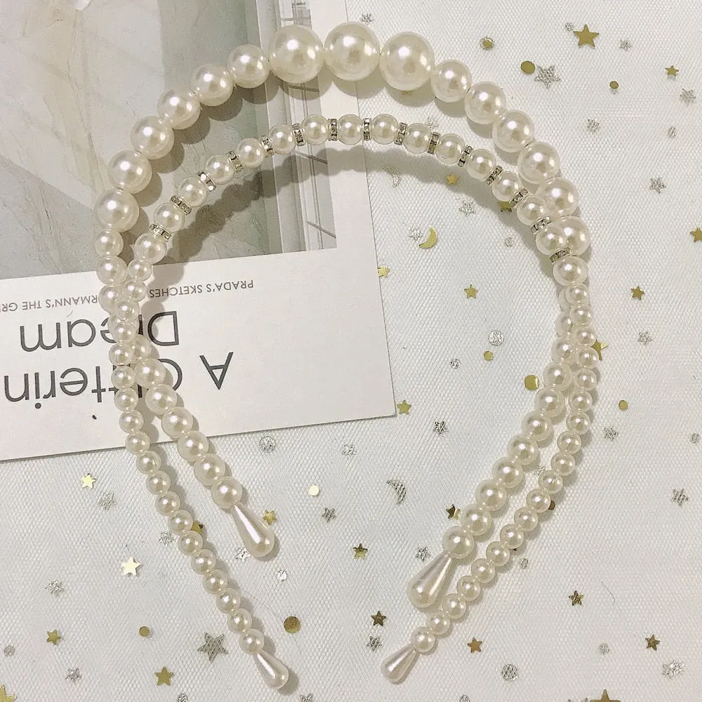 deanwangkt Hairbands New Luxury Big Pearl Bezel Women Girls Bow Sunflower Female Hair Hoops Hair Accessories Fashion Jewelry Headband