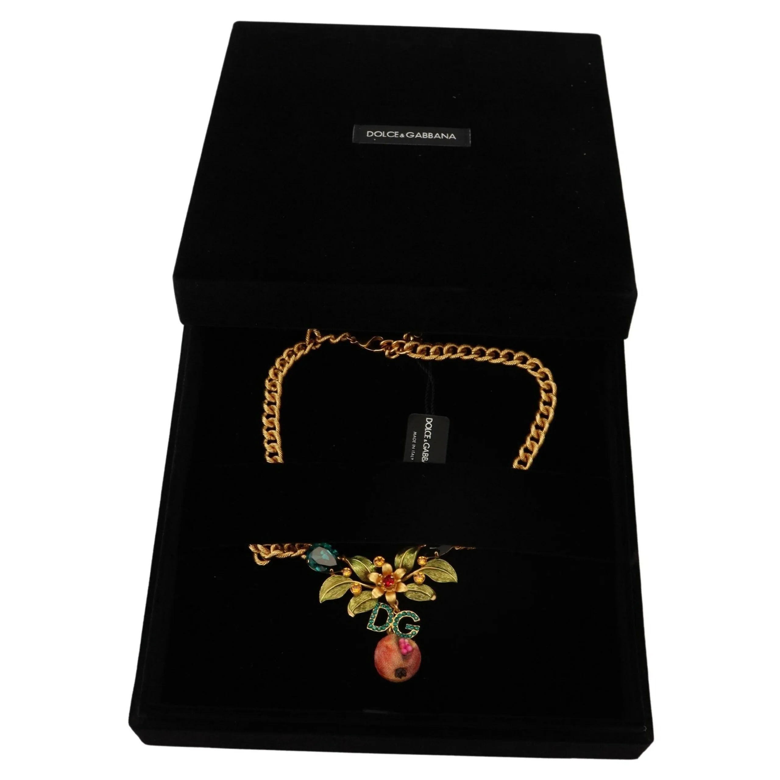 Dolce & Gabbana Elegant Gold-Tone Floral Fruit Necklace