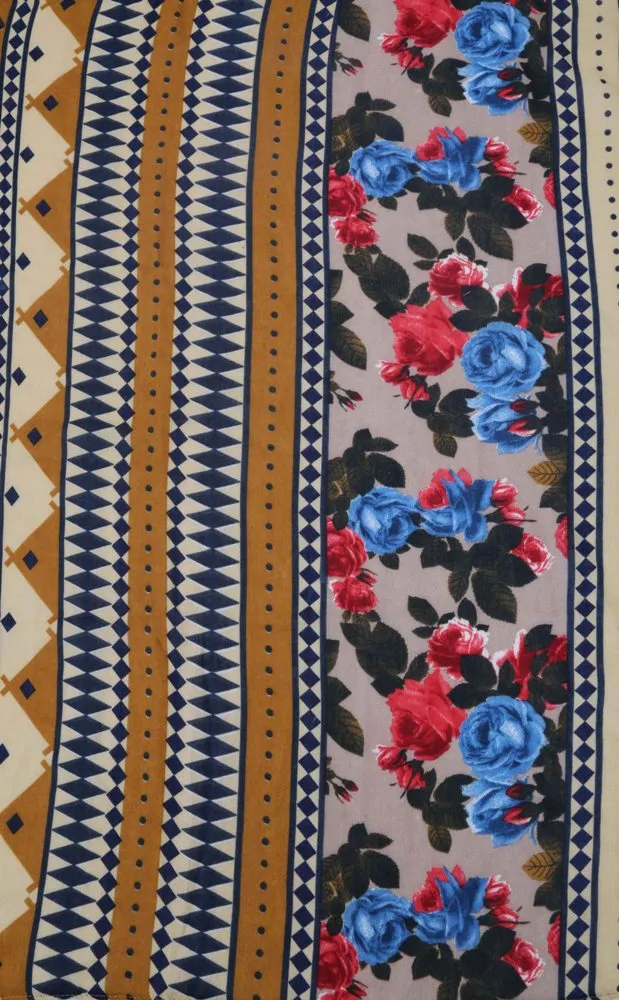 FabSeasons Traditional Blue Viscose Abstract Printed Soft & Stylish Scarf