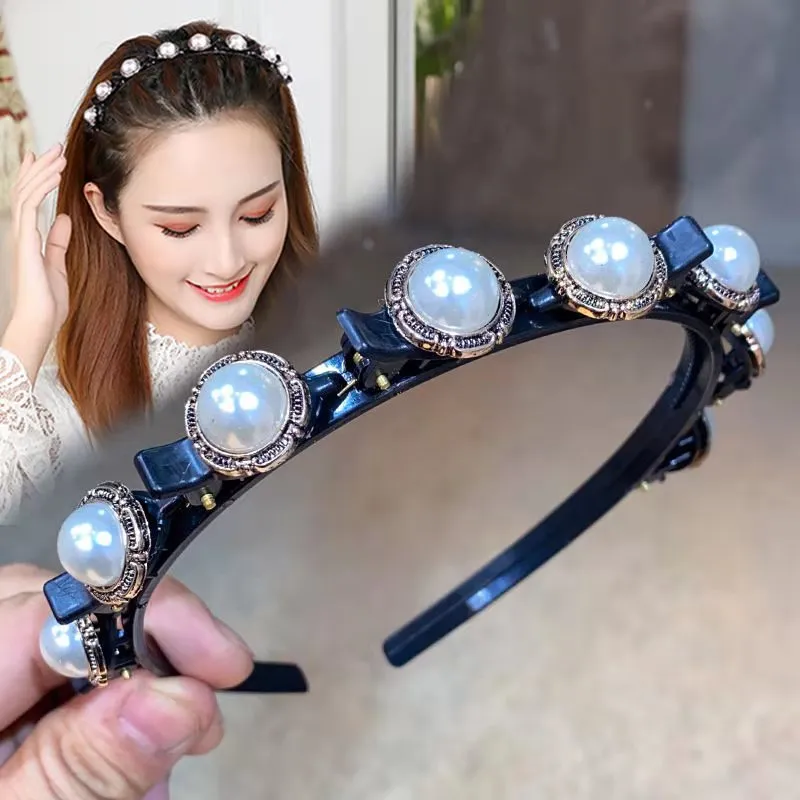 Fashion Pearl Non-Slip Rhinestone Hairbands