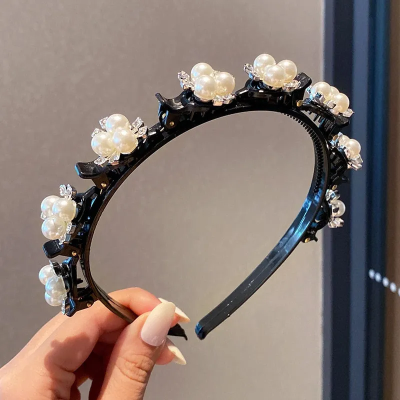 Fashion Pearl Non-Slip Rhinestone Hairbands