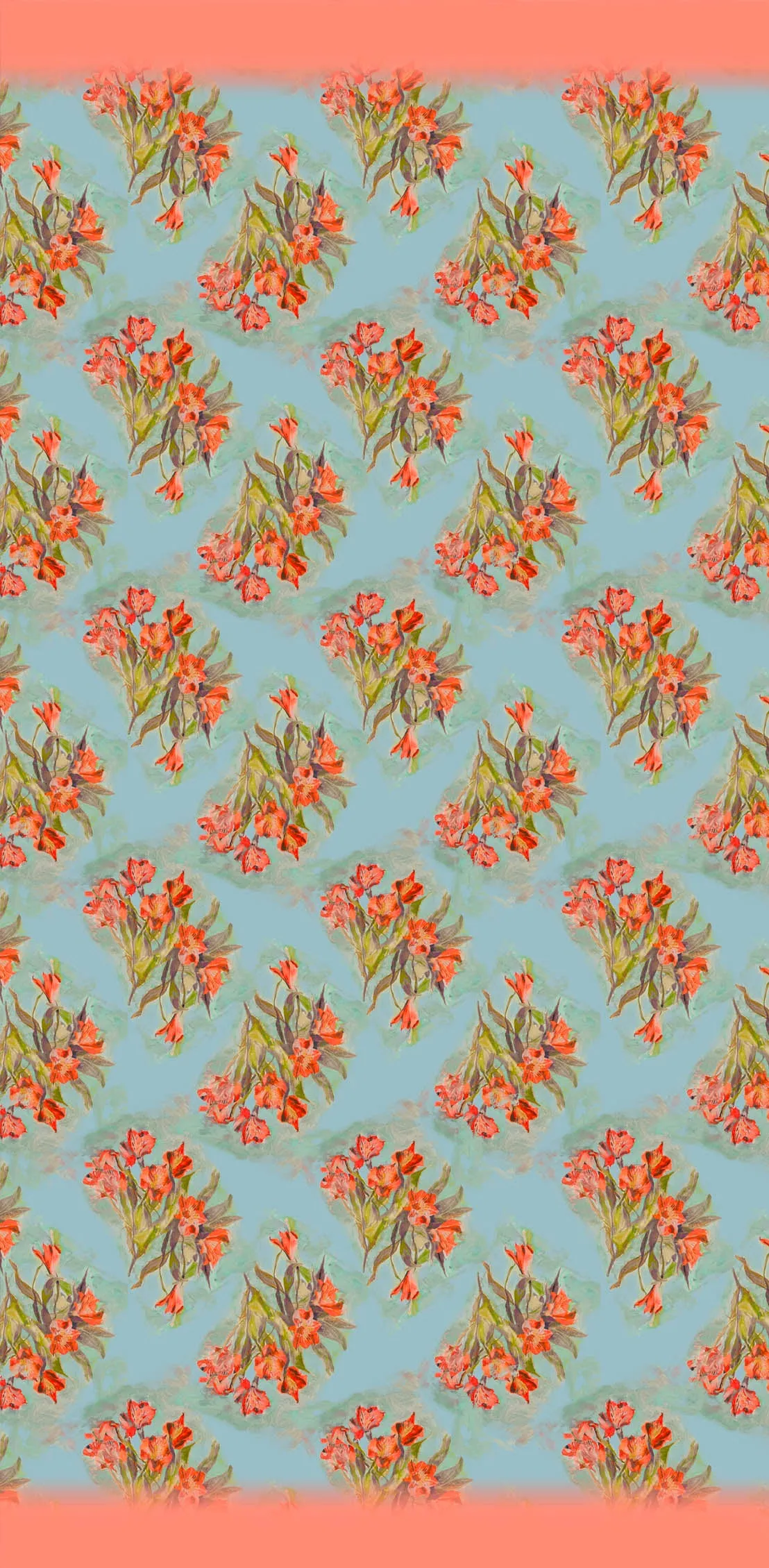 Fleur de Lis Aqua 100% Cotton Scarf
