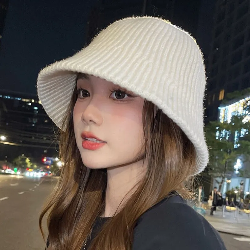 Floppy Plain Color Wide Brim Knitted Bucket Hats