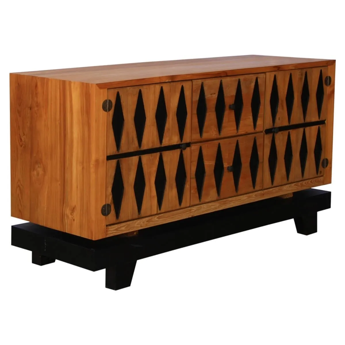 French Arched Hand Carved Indian Solid Wood 2 Drawer And 2 Door Large Sideboard