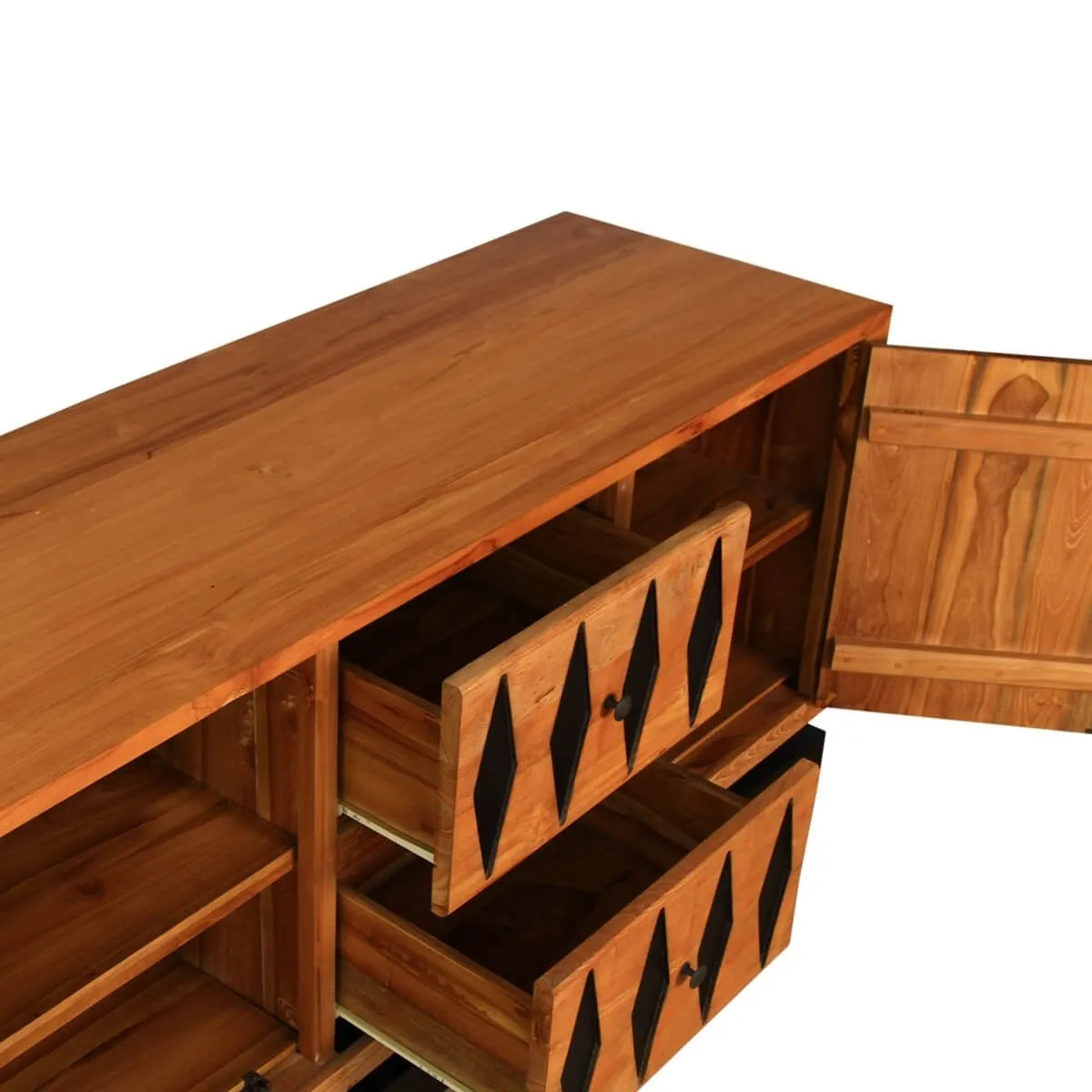 French Arched Hand Carved Indian Solid Wood 2 Drawer And 2 Door Large Sideboard
