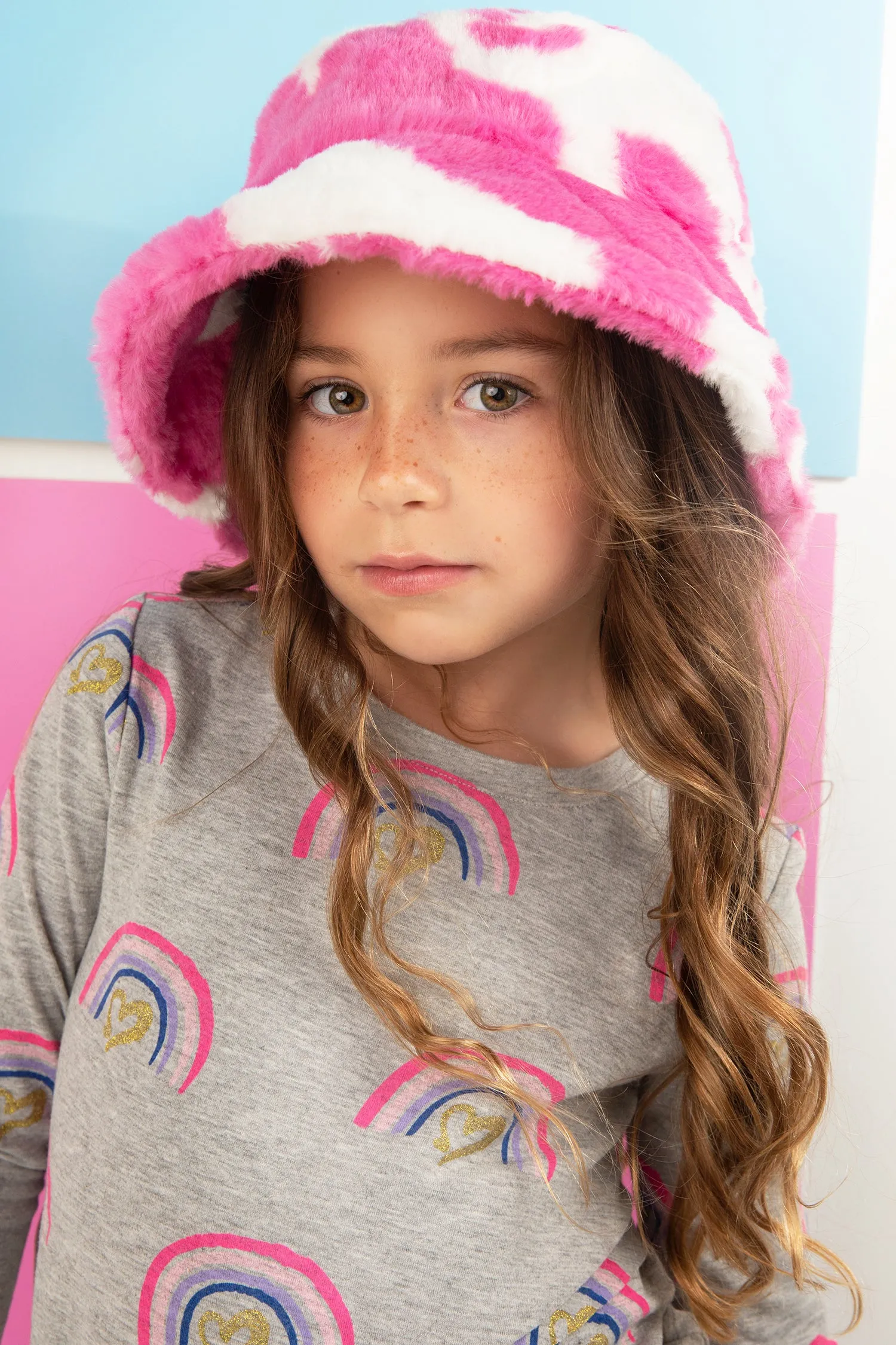 Fuzzy Cow Print Hat