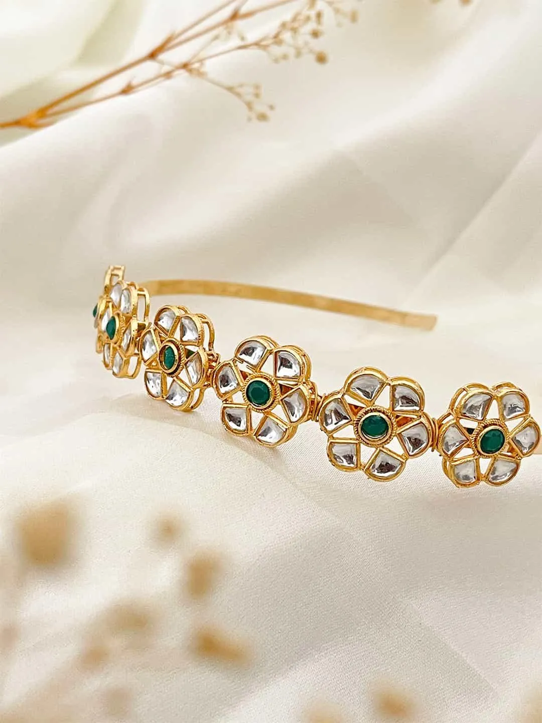 Gold Bead Flower Shaped Hairband