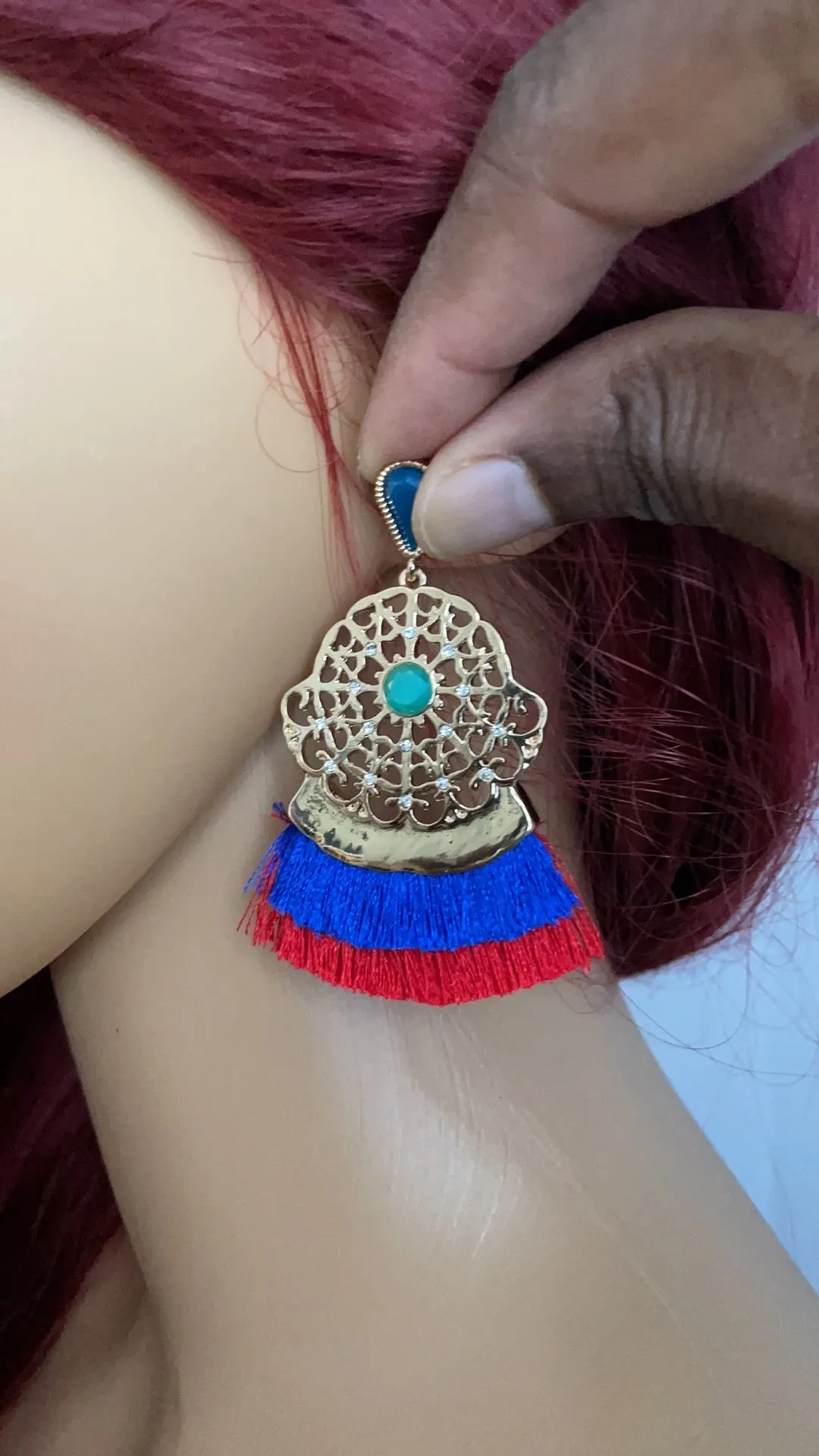 Gold-Tone Crystal & Stone Fringe Drop Earr