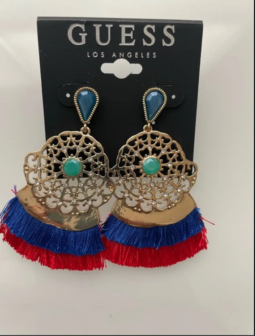 Gold-Tone Crystal & Stone Fringe Drop Earr