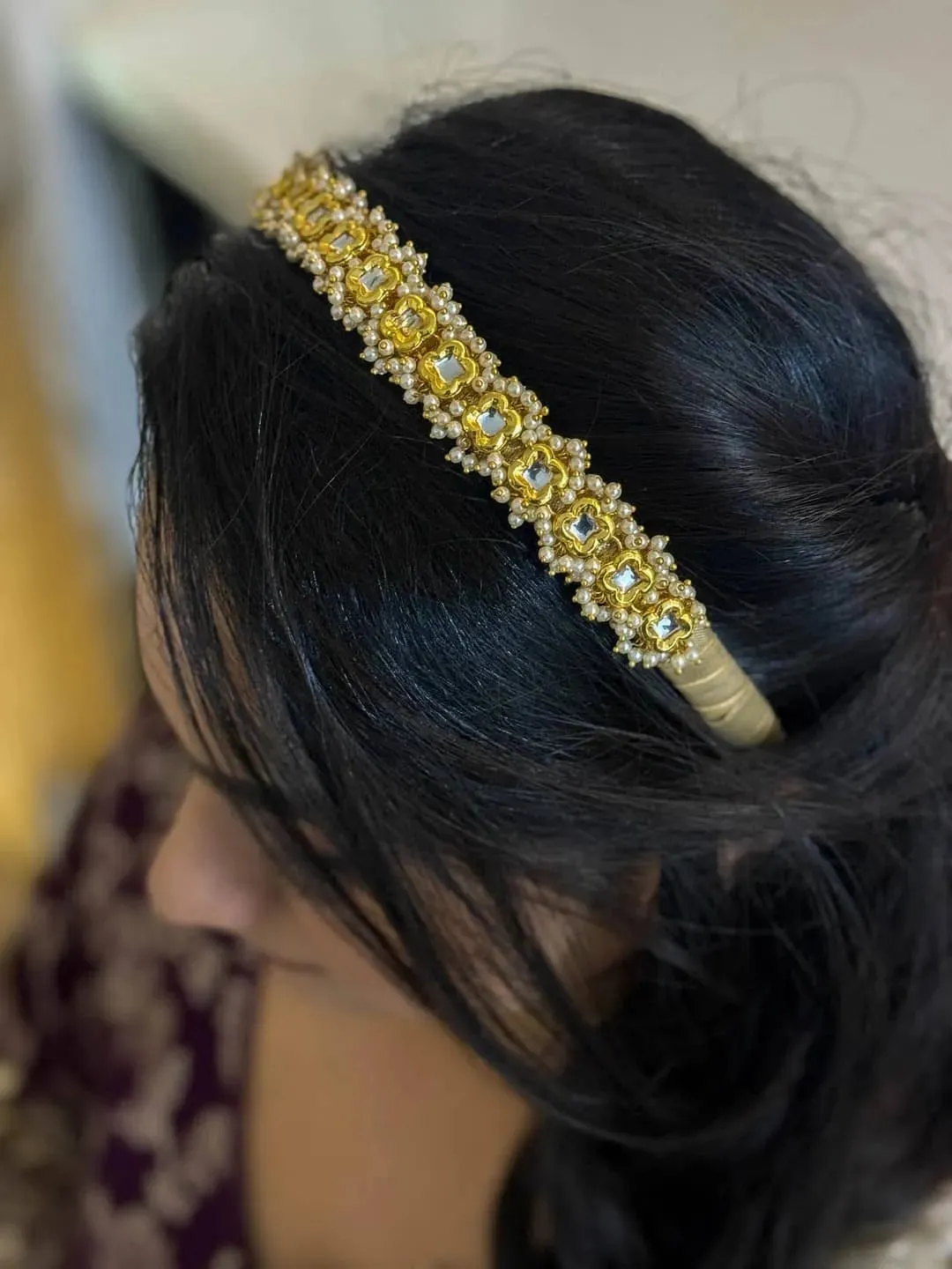 Golden Diamante And Pearl Headband