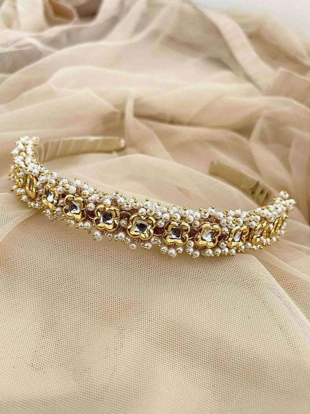 Golden Diamante And Pearl Headband