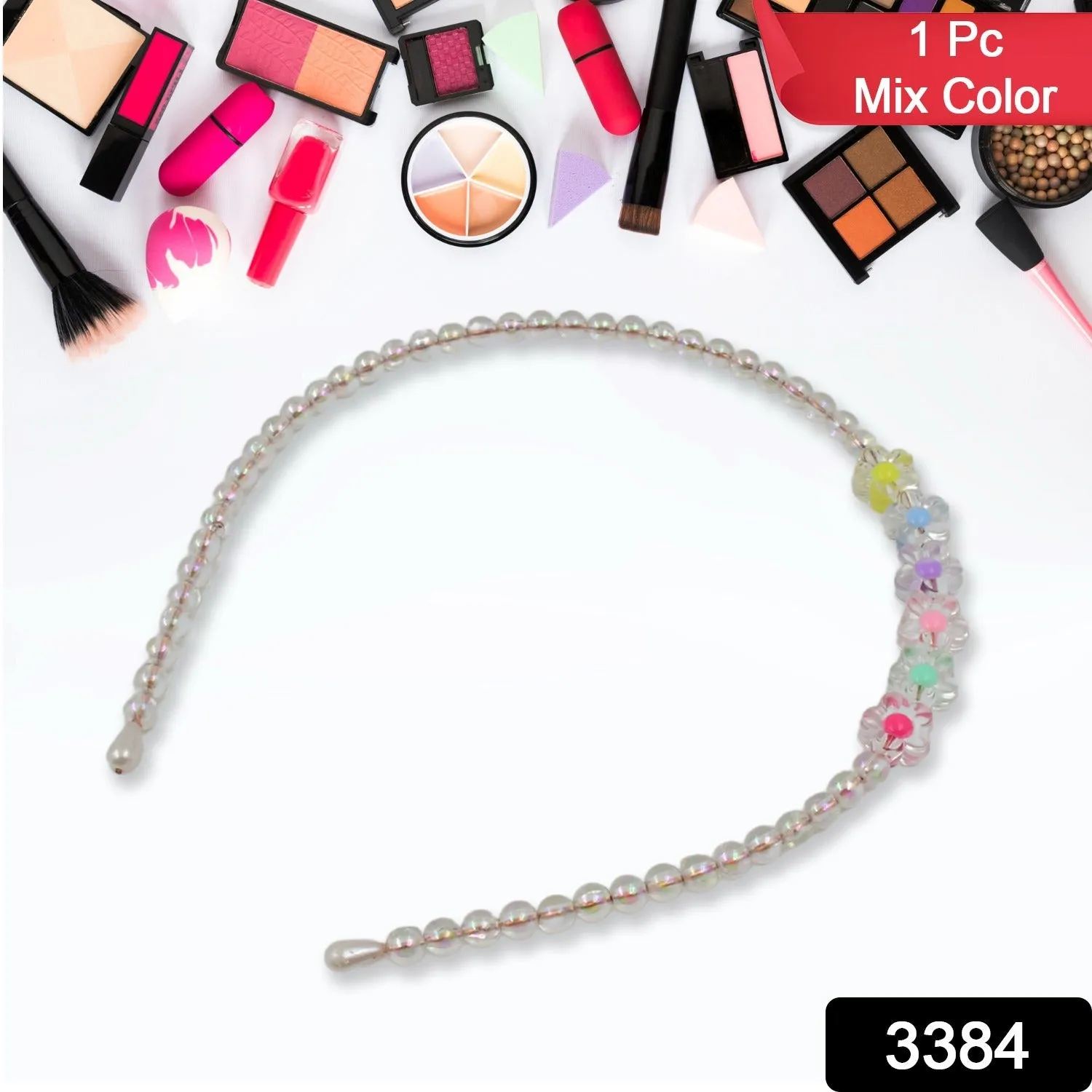 Hair Accessories Metal Handmade Colorful beads With Pearls Fancy Party Hairband (1 Pc / Mix Design)