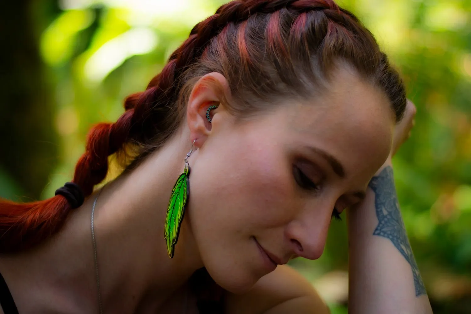 Handcrafted Leather Leaf Earrings - Large Green Leaf Design - Nature-Inspired Artisan Jewelry