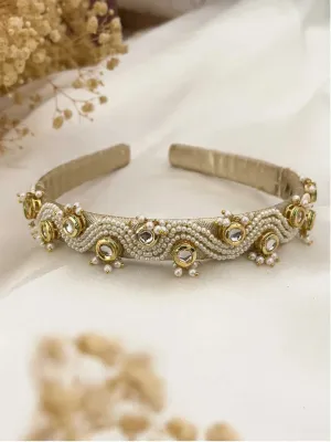 Handmade Pearl And Kundan Studded Ethnic Hairband