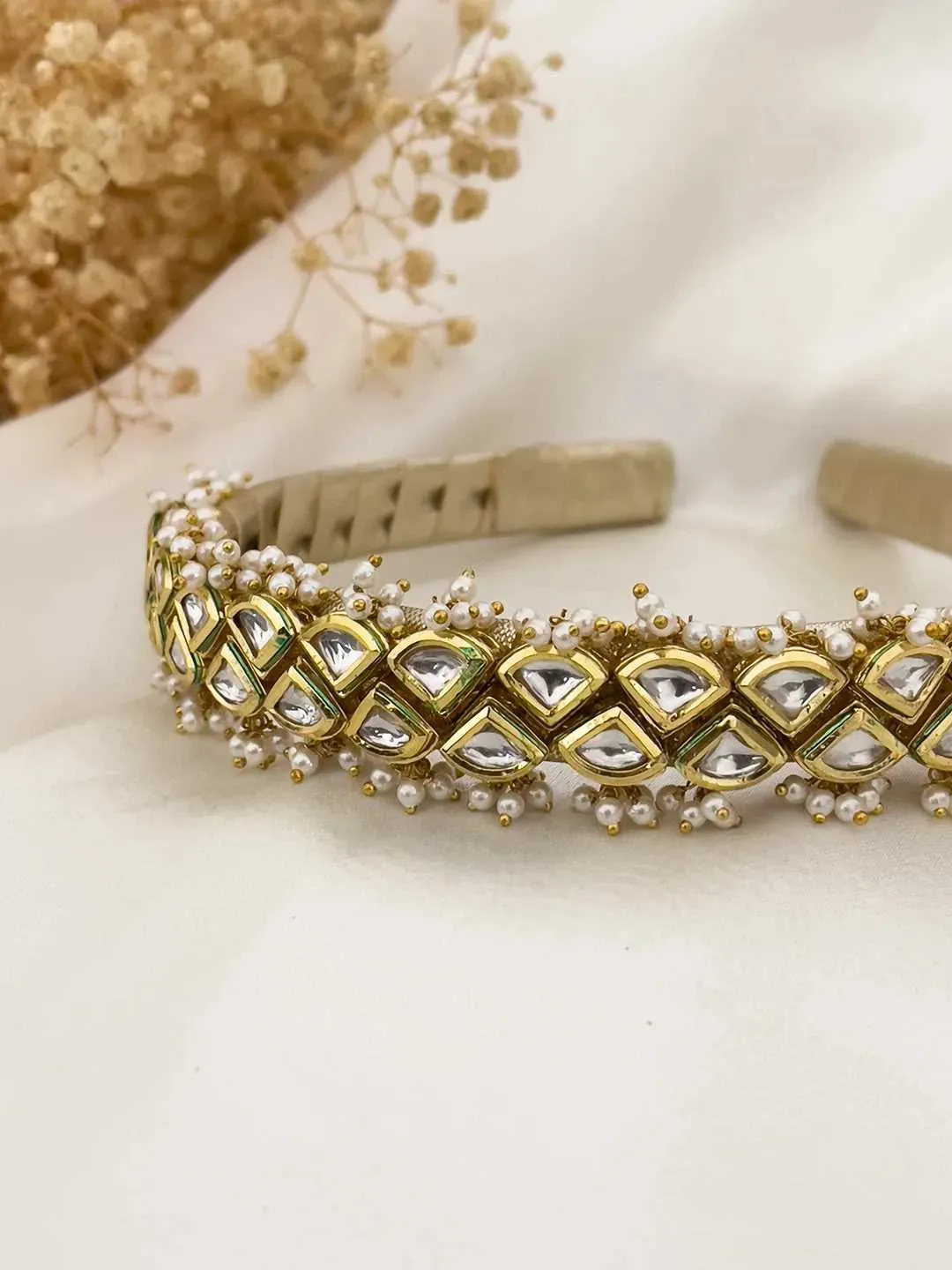 Handmade Triangle Kundan Studded Hairband