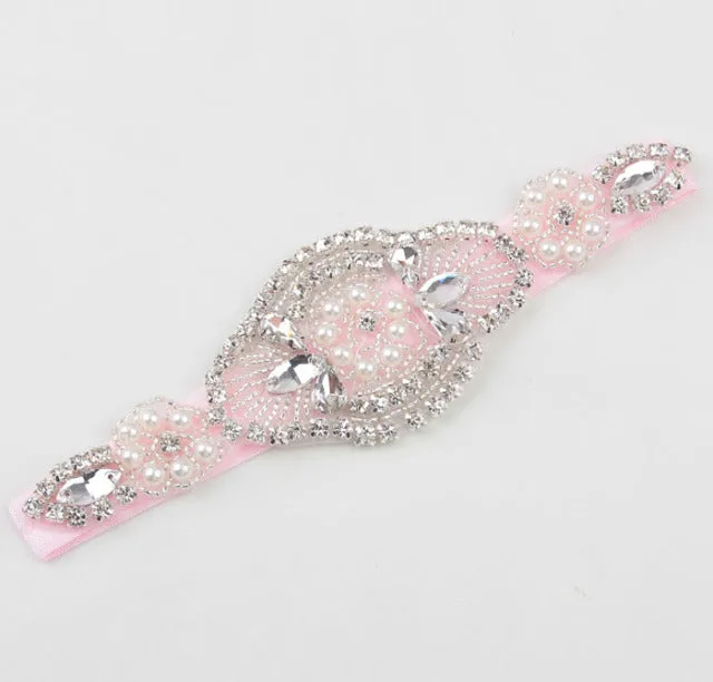 Headband Faux Pearls-Rhinestone Hairbands for Flower Girl at Wedding-Bridal Headwear