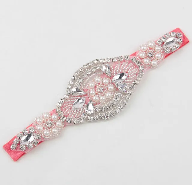 Headband Faux Pearls-Rhinestone Hairbands for Flower Girl at Wedding-Bridal Headwear