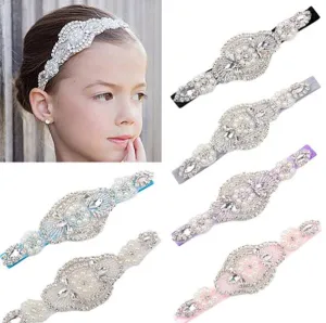 Headband Faux Pearls-Rhinestone Hairbands for Flower Girl at Wedding-Bridal Headwear