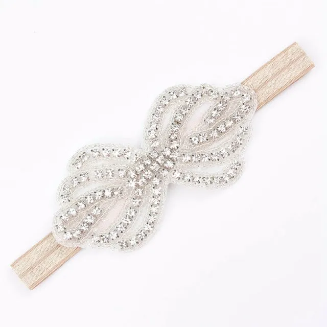Headband Faux Pearls-Rhinestone Hairbands for Flower Girl at Wedding-Bridal Headwear