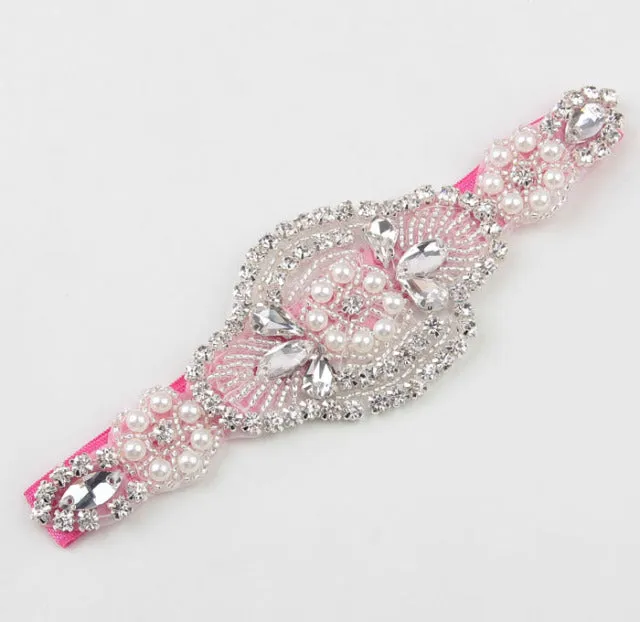 Headband Faux Pearls-Rhinestone Hairbands for Flower Girl at Wedding-Bridal Headwear