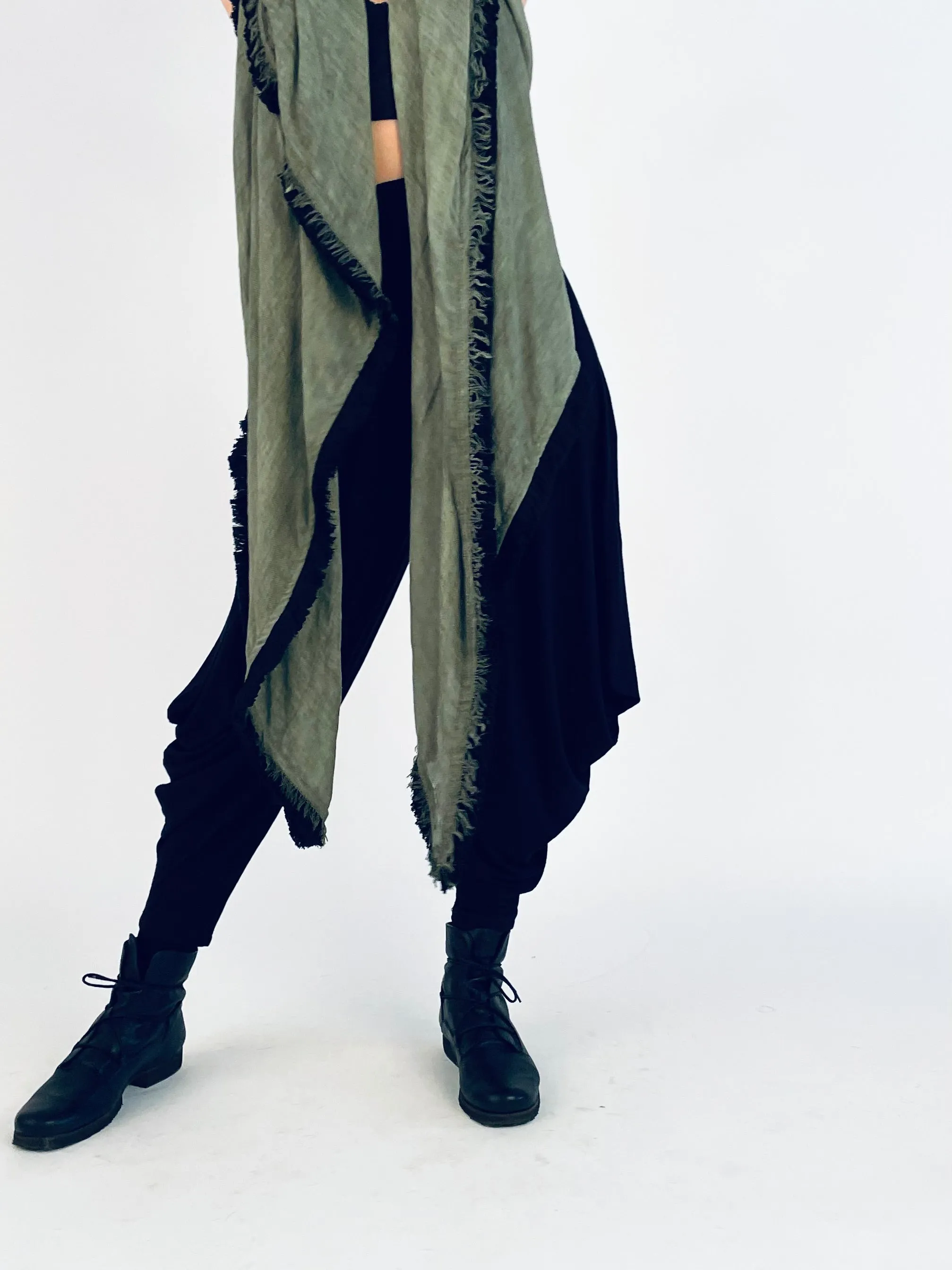 Huge Fringed Scarf - Green