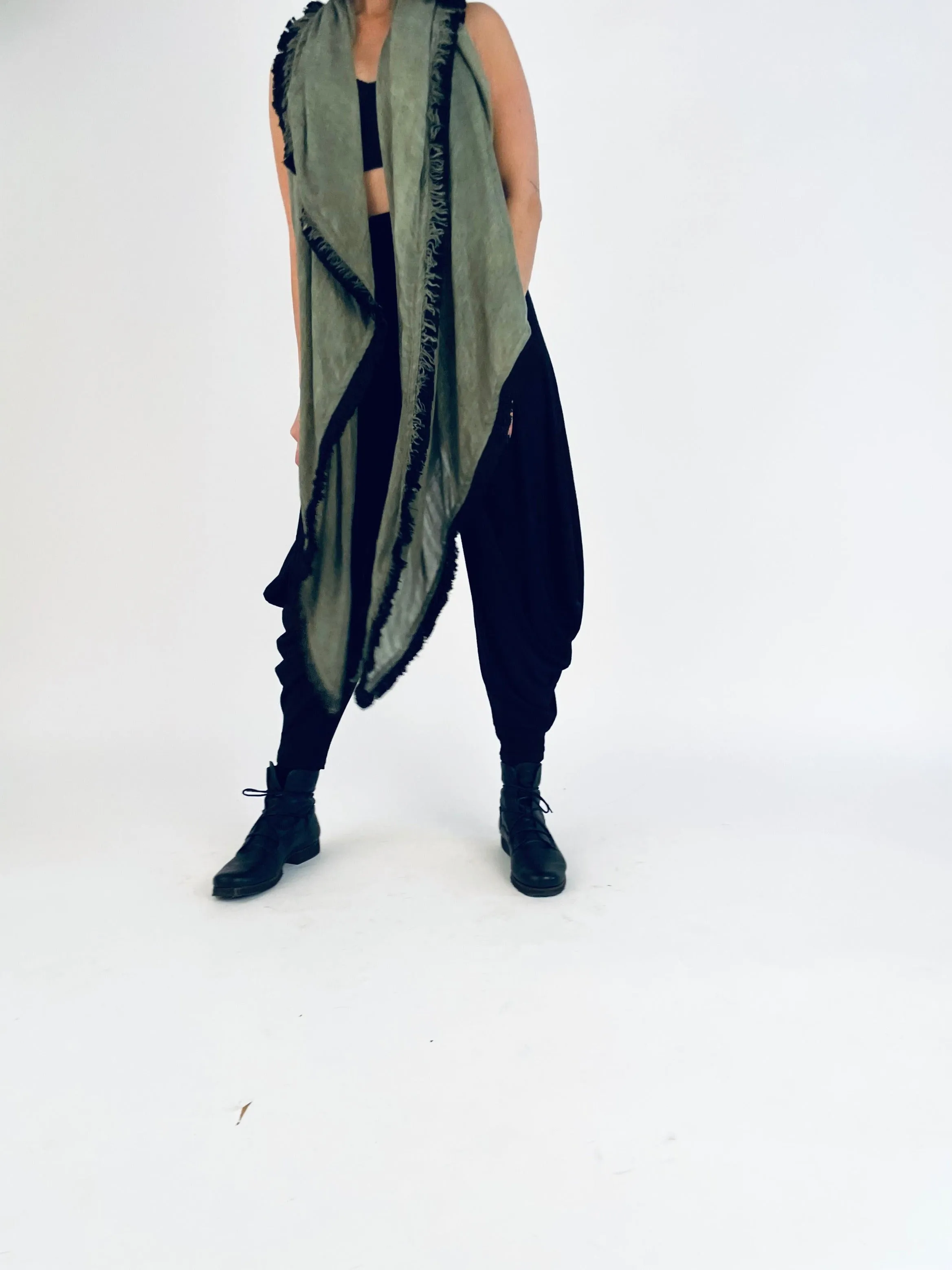 Huge Fringed Scarf - Green
