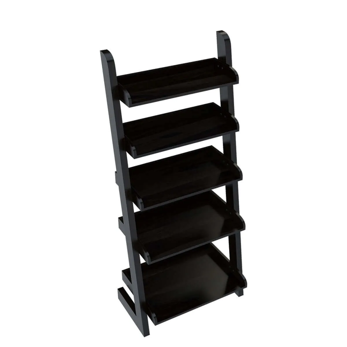 Ignacio 5 Open Shelf Solid Wood Leaning Ladder Bookcase