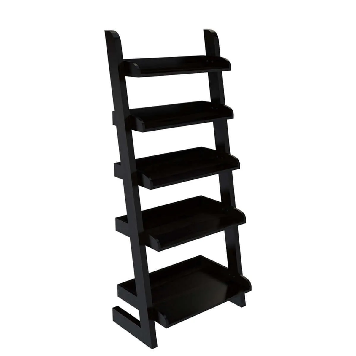 Ignacio 5 Open Shelf Solid Wood Leaning Ladder Bookcase