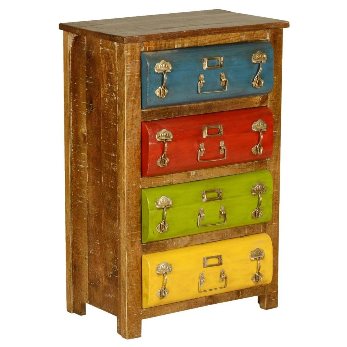 Industrial Indian Solid Wood Chest Of Drawers Multi Colored