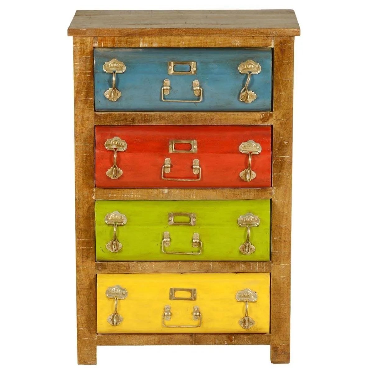 Industrial Indian Solid Wood Chest Of Drawers Multi Colored