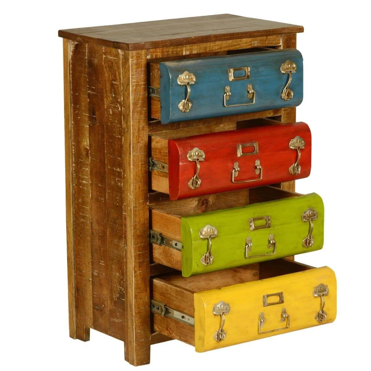 Industrial Indian Solid Wood Chest Of Drawers Multi Colored