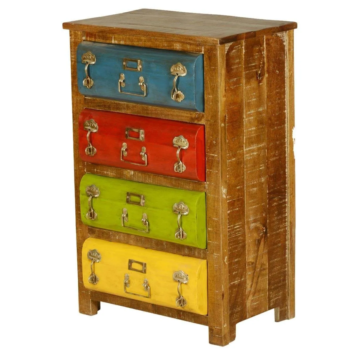 Industrial Indian Solid Wood Chest Of Drawers Multi Colored
