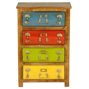 Industrial Indian Solid Wood Chest Of Drawers Multi Colored