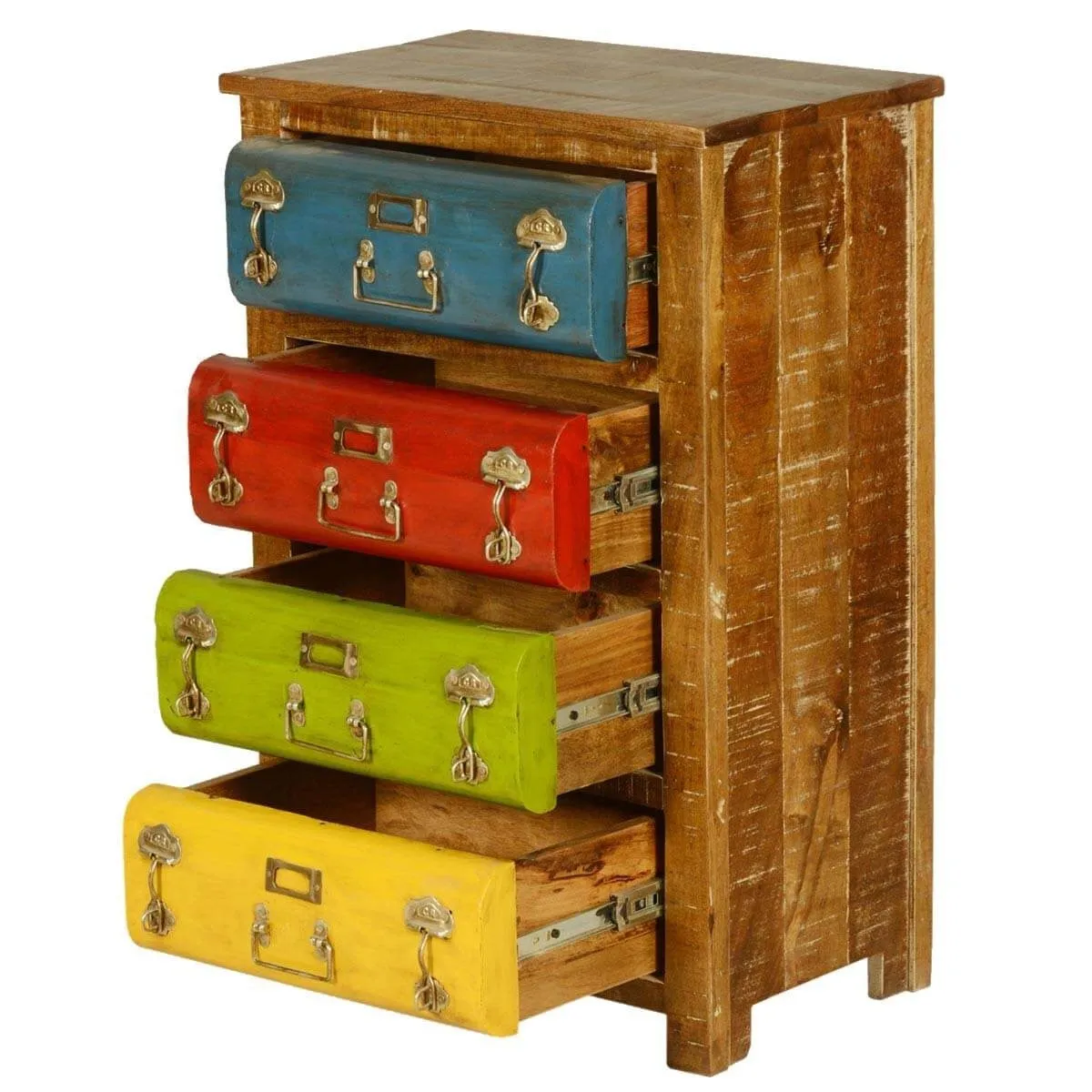 Industrial Indian Solid Wood Chest Of Drawers Multi Colored