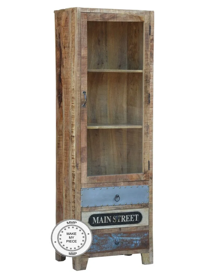 Industrial Solid Wood glass door display Cabinet
