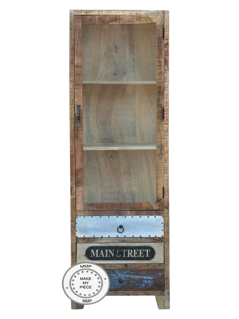 Industrial Solid Wood glass door display Cabinet