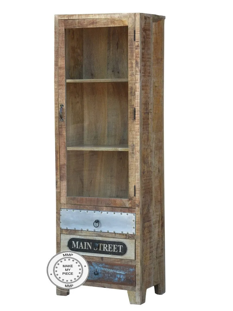 Industrial Solid Wood glass door display Cabinet