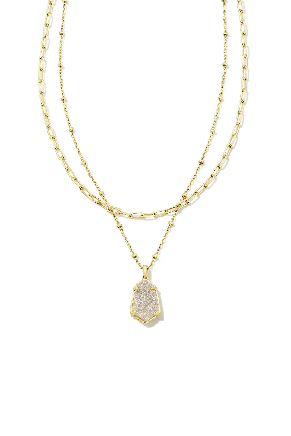 Kendra Scott: Alexandria Gold Multi Strand Necklace - Iridescent Drusy