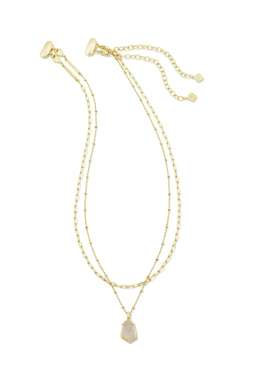 Kendra Scott: Alexandria Gold Multi Strand Necklace - Iridescent Drusy