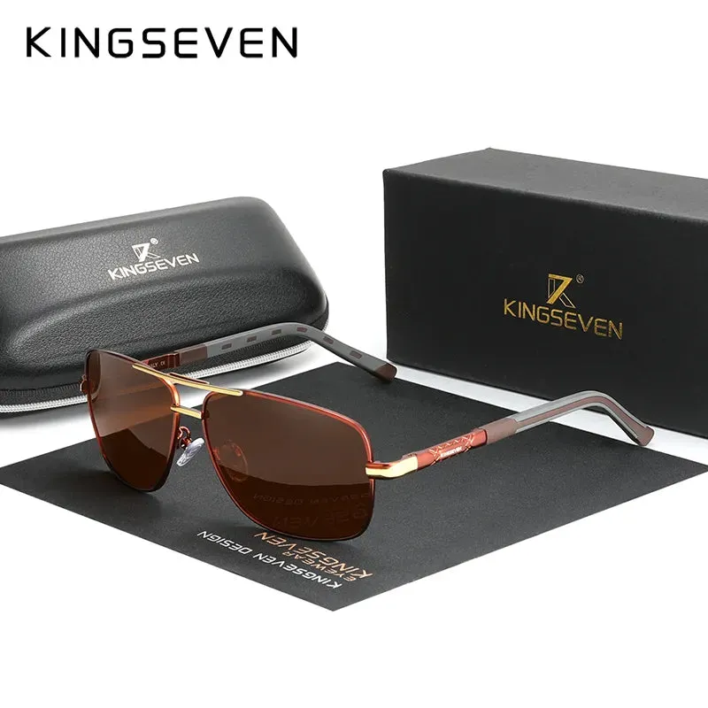 KINGSEVEN 2023 Aluminum Brand Pilot Polarized Sunglasses Men Women Fashion Frame Male Sun Glasses For Driving Oculos de sol
