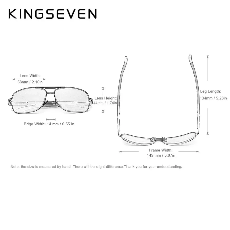 KINGSEVEN 2023 Aluminum Brand Pilot Polarized Sunglasses Men Women Fashion Frame Male Sun Glasses For Driving Oculos de sol