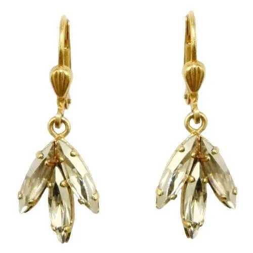 La Vie Parisienne Gold Leaf Triple Crystal Swarovski Earrings 4905G Catherine Popesco