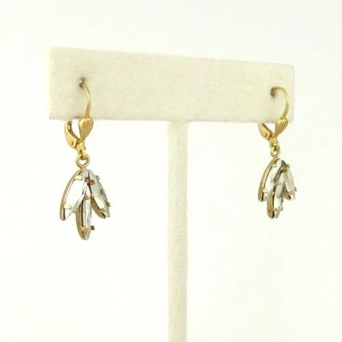 La Vie Parisienne Gold Leaf Triple Crystal Swarovski Earrings 4905G Catherine Popesco