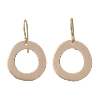 large gold open circle drop earrings